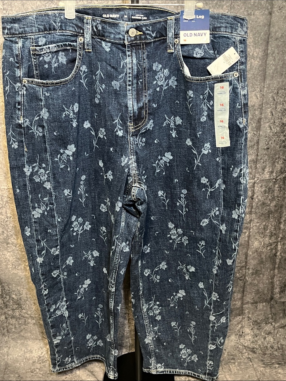 Old Navy Dark Blue Floral High-Rise Jeans